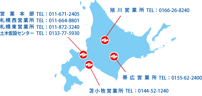 ニシオレントオール北海道株式会社 営業所地図